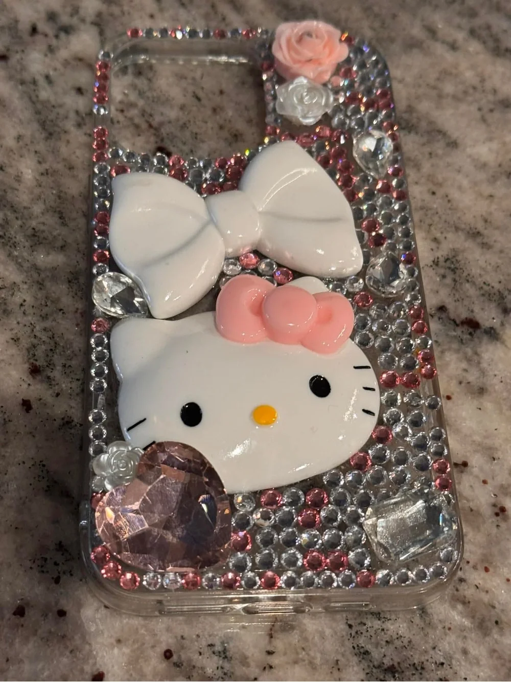 Hello Kitty Pink & White Bling Phone Case iPhone 16 pro max